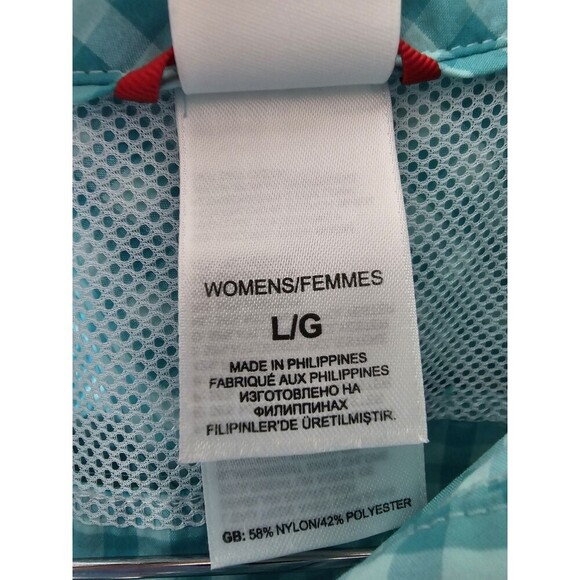 The North Face Teal Check Pattern Vapor Wick Short Sleeve Blouse Women's Large - Picture 4 of 5